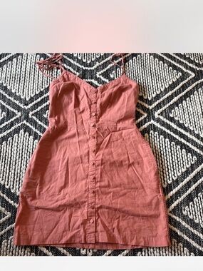 AF Dusty Rose Button-Front Spaghetti Strap Dress